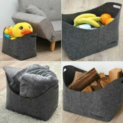 DUNEDESIGN Sac En Feutre Artificiel 40x25x30cm Pour Bois Achats Max 15Kg Gris - Anthrazit -Pas Cher SILEX Magasin 10778535 3