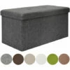 DuneDesign Banc De Rangement 76x38x38cm Coffre Pliant 80L Rembourré Gris - Grau -Pas Cher SILEX Magasin 10974274 1