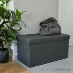 DuneDesign Banc De Rangement 76x38x38cm Coffre Pliant 80L Rembourré Gris - Grau -Pas Cher SILEX Magasin 10974274 5