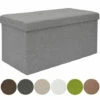 DuneDesign Banc De Rangement 76x38x38cm Coffre Pliant 80L Rembourré Gris Clair - Grau -Pas Cher SILEX Magasin 10974279 1