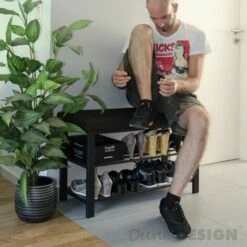 DUNEDESIGN Range-chaussures Avec Banquette 81x32x50cm Porte-chaussures Avec Banc Marron - Braun -Pas Cher SILEX Magasin 10974281 5