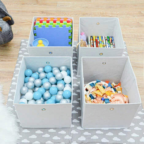 DuneDesign Set De 4 Boîtes De Rangement Ouvertes 33x38x33cm Tissu Pliant Pour Kallax Expedit 2 Oeillets En Métal Blanc - Weiss 6 DuneDesign Set De 4 Boîtes De Rangement Ouvertes 33x38x33cm Tissu Pliant Pour Kallax Expedit 2 Oeillets En Métal Blanc - Weiss – Image 4