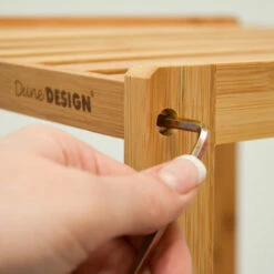 DuneDesign Étagère En Bois 38x39,5x124,5cm 4 Tablettes Superposées Lattes En Bambou Meuble à Rayonnages De Salle De Bain - Braun -Pas Cher SILEX Magasin 10974302 4