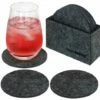 DuneDesign 8 Dessous De Verres Rond Sous-verres Incl Etui Feutre Artificiel Gris - Grau -Pas Cher SILEX Magasin 10974313 1