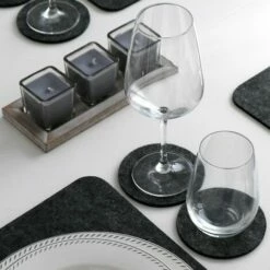 DuneDesign 8 Dessous De Verres Rond Sous-verres Incl Etui Feutre Artificiel Gris - Grau -Pas Cher SILEX Magasin 10974313 4