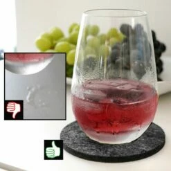 DuneDesign 8 Dessous De Verres Rond Sous-verres Incl Etui Feutre Artificiel Gris - Grau -Pas Cher SILEX Magasin 10974313 5