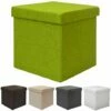 DuneDesign Poufs 38cm Avec Coffre De Rangement 42L Repose-pieds En Forme De Cube Avec Couvercle Amovible Rembourré Bouts De Canapé Pliant Tabouret Vert Tilleul - Grün -Pas Cher SILEX Magasin 10978052 1