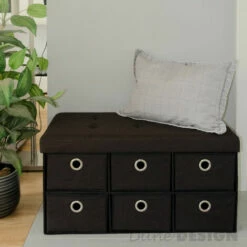 DuneDesign Coffre De Rangement Pliante 76x38x38cm 6 Tiroirs 80L Poufs Pliable Repose-pieds Rectangulaire Rembourré 2 Places Marron Foncé - Dunkelbraun 9 DuneDesign Coffre De Rangement Pliante 76x38x38cm 6 Tiroirs 80L Poufs Pliable Repose-pieds Rectangulaire Rembourré 2 Places Marron Foncé - Dunkelbraun -Pas Cher SILEX Magasin 10987233 3