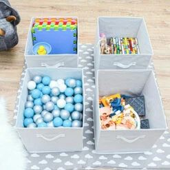 DuneDesign Set 4 Boîtes De Rangement Ouvertes 33x38x33cm Pliantes Pour étagère Kallax Expedit Anses En Tissu Blanc - Weiss -Pas Cher SILEX Magasin 10987242 4