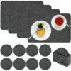 DuneDesign 4 Sets De Table 43x30x0,5cm Et 8 Dessous De Verres Ø10cm Gris - Grau -Pas Cher SILEX Magasin 11327163 1