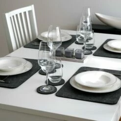 DuneDesign 4 Sets De Table 43x30x0,5cm Et 8 Dessous De Verres Ø10cm Gris - Grau -Pas Cher SILEX Magasin 11327163 5