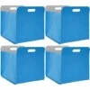 DUNEDESIGN 4 Boîtes De Rangement Feutre 33x33x38cm Kallax Panier Feutrine Étagère Ikea Bleu - Blau