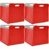 DUNEDESIGN 4 Boîtes De Rangement Feutre 33x33x38 Kallax Panier Feutrine Étagère Ikea Rouge - Rot