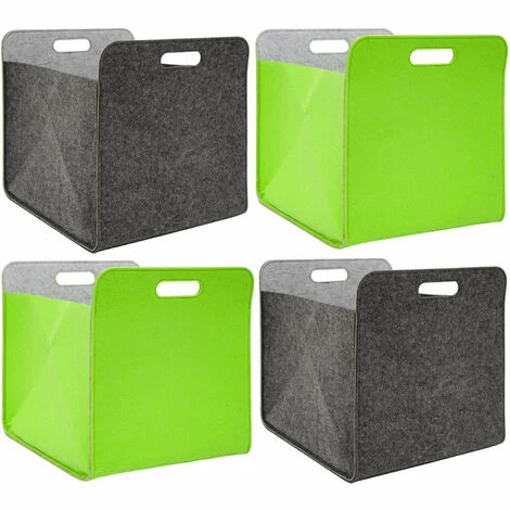 DUNEDESIGN 4 Boîtes De Rangement Feutre 33x33x38 Cm Kallax Panier Étagère Ikea Gris Vert - Grau 3 DUNEDESIGN 4 Boîtes De Rangement Feutre 33x33x38 Cm Kallax Panier Étagère Ikea Gris Vert - Grau