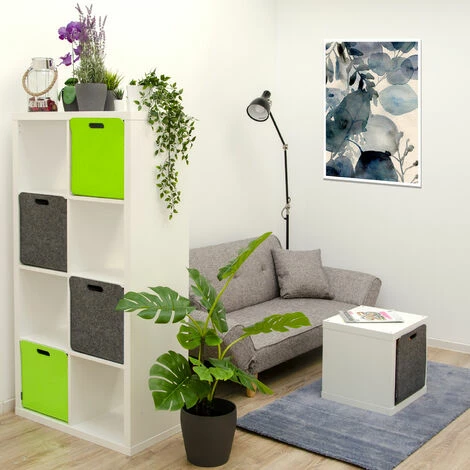 DUNEDESIGN 4 Boîtes De Rangement Feutre 33x33x38 Cm Kallax Panier Étagère Ikea Gris Vert - Grau 4 DUNEDESIGN 4 Boîtes De Rangement Feutre 33x33x38 Cm Kallax Panier Étagère Ikea Gris Vert - Grau – Image 2