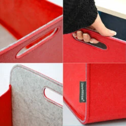 DUNEDESIGN 4 Boîtes De Rangement Feutre 33x33x38 Cm Kallax Panier Feutrine Ikea Gris Rouge - Rot -Pas Cher SILEX Magasin 11486264 5