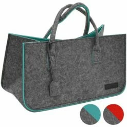 DuneDesign Sac En Faux Feutre 50x25x25cm à Provisions Bois 25kg Gris Turquoise - Grau -Pas Cher SILEX Magasin 12736512 2