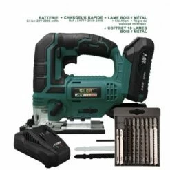 Scie Sauteuse Sans Fil 20 V Silex® ( Batterie 2 Ah ) + Jeu De Lames De Scie Sauteuse | 10 Pièces