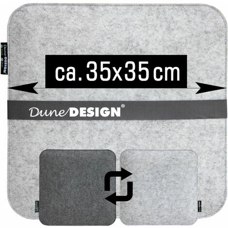 DUNEDESIGN 30mm Coussin En Feutre De Chaise 35x35cm Carré Chaud Réversible Gris - Grau 4 DUNEDESIGN 30mm Coussin En Feutre De Chaise 35x35cm Carré Chaud Réversible Gris - Grau – Image 2