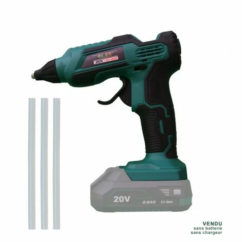Pistolet A Colle Sans Fil 20v Silex® Ø10-12mm + 3 Batons De Colle Dia.11mm. (SANS BATTERIE NI CHARGEUR ) 3 Pistolet A Colle Sans Fil 20v Silex® Ø10-12mm + 3 Batons De Colle Dia.11mm. (SANS BATTERIE NI CHARGEUR )