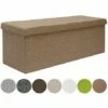DuneDesign Coffre De Rangement XXL Pliante 110x38x38cm Incl 2 Cloisons 120L Pouf Pliable Repose-pieds Rectangulaire Rembourré 3 Places Marron Clair - Braun -Pas Cher SILEX Magasin 26509075 1