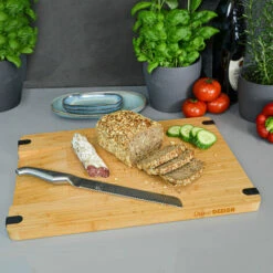 DUNEDESIGN Planche à Découper En Bois Massif Avec Bec Verseur 44x30x2cm Planche Antidérapan - Holzfarben -Pas Cher SILEX Magasin 35523863 5