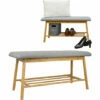 DUNEDESIGN Banc Scandinave Avec Rangement Pour Chaussures 90x34x44 Banquette D'Entrée - Hellgrau -Pas Cher SILEX Magasin 35530645 1