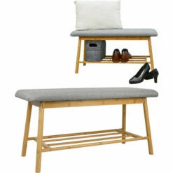 DUNEDESIGN Banc Scandinave Avec Rangement Pour Chaussures 90x34x44 Banquette D'Entrée - Hellgrau