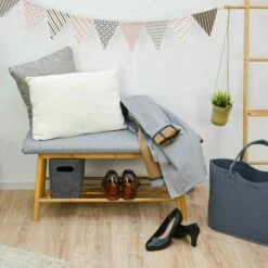 DUNEDESIGN Banc Scandinave Avec Rangement Pour Chaussures 90x34x44 Banquette D'Entrée - Hellgrau -Pas Cher SILEX Magasin 35530645 4