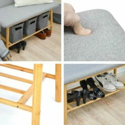 DUNEDESIGN Banc Scandinave Avec Rangement Pour Chaussures 90x34x44 Banquette D'Entrée - Hellgrau -Pas Cher SILEX Magasin 35530645 5