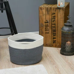 DUNEDESIGN Panier De Rangement Ø34x25 20L Corbeille à Linge En Osier Panier à Jouets Rond - Grau -Pas Cher SILEX Magasin 35534253 3