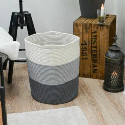 DUNEDESIGN Panier De Rangement Ø38x46 50L Corbeille à Linge En Osier Panier à Jouets Rond - Grau -Pas Cher SILEX Magasin 35534255 3