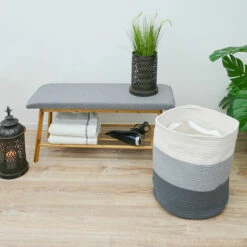 DUNEDESIGN Panier De Rangement Ø38x46 50L Corbeille à Linge En Osier Panier à Jouets Rond - Grau -Pas Cher SILEX Magasin 35534255 4