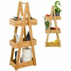 DUNEDESIGN 100% Bambou Etagère De Bain Avec 3 Paniers En Bois 30x18x80 Cuisine Et Bain - Braun