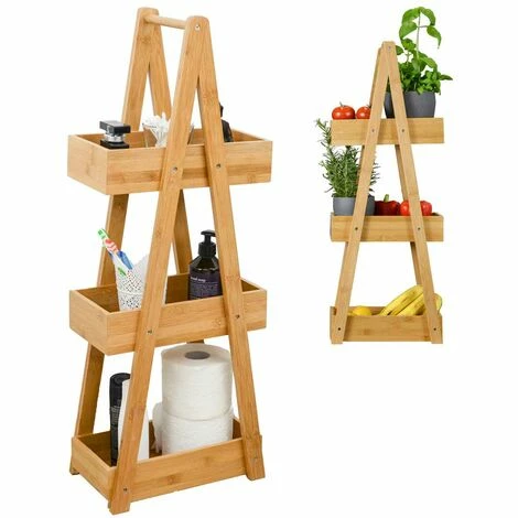 DUNEDESIGN 100% Bambou Etagère De Bain Avec 3 Paniers En Bois 30x18x80 Cuisine Et Bain - Braun 3 DUNEDESIGN 100% Bambou Etagère De Bain Avec 3 Paniers En Bois 30x18x80 Cuisine Et Bain - Braun