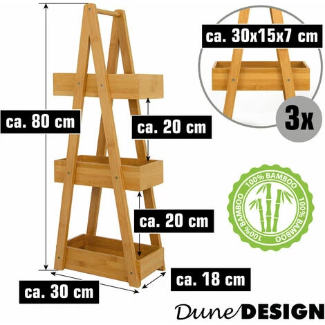 DUNEDESIGN 100% Bambou Etagère De Bain Avec 3 Paniers En Bois 30x18x80 Cuisine Et Bain - Braun 7 DUNEDESIGN 100% Bambou Etagère De Bain Avec 3 Paniers En Bois 30x18x80 Cuisine Et Bain - Braun – Image 5