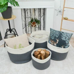 DUNEDESIGN Set De 4 Paniers En Corde De Coton Corbeilles à Linge 20-60L PaniersRangement - Grau 10 DUNEDESIGN Set De 4 Paniers En Corde De Coton Corbeilles à Linge 20-60L PaniersRangement - Grau -Pas Cher SILEX Magasin 35534978 4