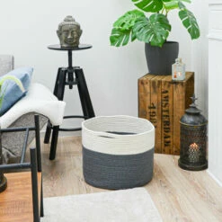 DUNEDESIGN Panier De Rangement Ø39x30 35L Corbeille à Linge En Osier Panier à Jouets Rond - Weiss -Pas Cher SILEX Magasin 35534984 3