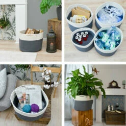 DUNEDESIGN Panier De Rangement Ø39x30 35L Corbeille à Linge En Osier Panier à Jouets Rond - Weiss -Pas Cher SILEX Magasin 35534984 4