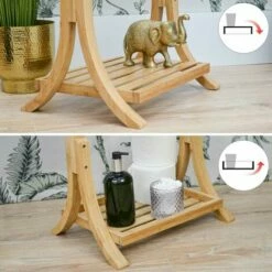 DUNEDESIGN Porte Serviette En Bambou Durable 40x30x102cm Sèche Serviettes Sur Pied Salle - Braun -Pas Cher SILEX Magasin 35536289 4