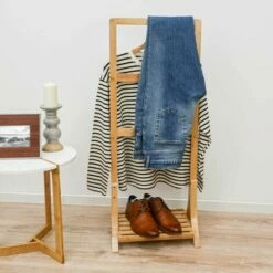 DUNEDESIGN Porte Serviette En Bambou Durable 40x30x102cm Sèche Serviettes Sur Pied Salle - Braun -Pas Cher SILEX Magasin 35536289 5