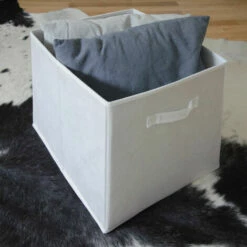DUNEDESIGN 4 Boîtes De Rangement Kallax 33x38x33 Cube En Tissu Avec Poignée Panier Pliable - Weiss -Pas Cher SILEX Magasin 35617194 3