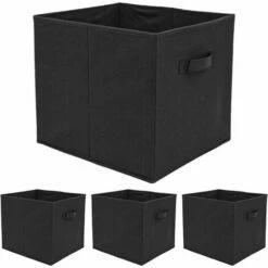 DUNEDESIGN 4 Boîtes De Rangement Kallax 33x38x33 Cube En Tissu Avec Poignée Panier Pliable - Schwarz