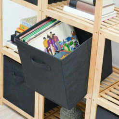 DUNEDESIGN 4 Boîtes De Rangement Kallax 33x38x33 Cube En Tissu Avec Poignée Panier Pliable - Schwarz -Pas Cher SILEX Magasin 35628779 5