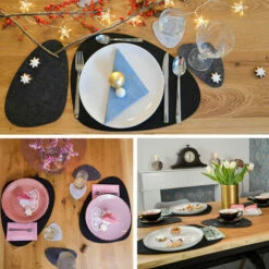 DUNEDESIGN Galets En Feutre Set De Table 16 Pièces Dessous De Plats 4 Résistant à Chaleur - Anthrazit Grau -Pas Cher SILEX Magasin 37735504 3