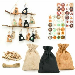 DUNEDESIGN Calendrier De L'Avent à Remplir Soi-même - 24 Pochettes Cadeaux - DIY Kit Noël - Braun