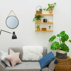 DUNEDESIGN Étagère Murale Bambou - 60x54x15 Rangement En Bois à Poser Salle De Bain Cuisine - Naturfarben -Pas Cher SILEX Magasin 42533623 3