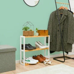 DUNEDESIGN Étagère Murale Bambou - 60x54x15 Rangement En Bois à Poser Salle De Bain Cuisine - Naturfarben -Pas Cher SILEX Magasin 42533623 4