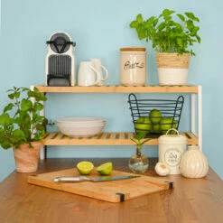 DUNEDESIGN Étagère Bambou - 70x33x26 Meuble Bois Salle De Bain Cuisine Rangement Chaussures - Weiss -Pas Cher SILEX Magasin 42735490 4