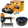 SILEX Compresseur Portatif 6L - 40V SLX® +2 Batteries Lithium 5 Ah + Cloueur Pneumatique SLX 18 GA + Tuyau 5M -Pas Cher SILEX Magasin 43998428 1